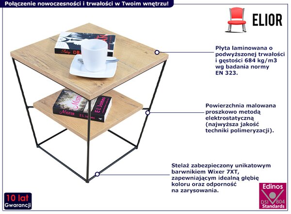 Industrialny stolik kawowy dąb lancelot P4-T63