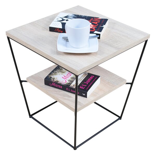 Kwadratowy stolik kawowy w stylu loft dąb sonoma - Arakin 4X