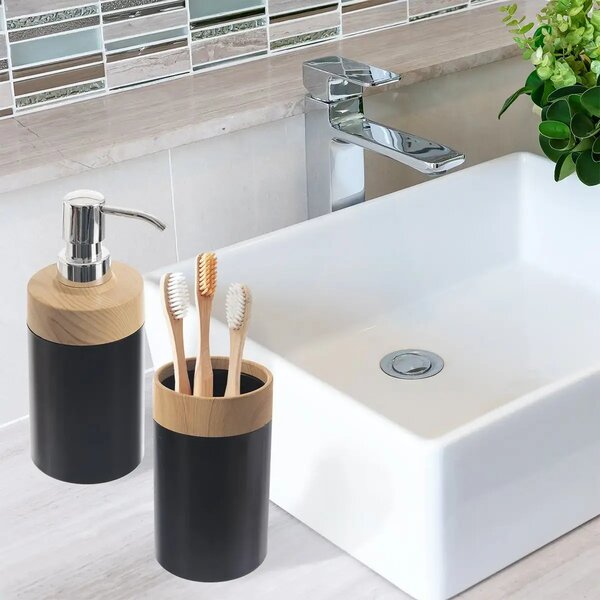 Black dozownik na mydło 0,38 l, plastikowy, czarny ORION 530790