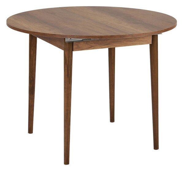 Okrągły rozkładany stół z dodatkowym blatem w dekorze orzecha ø 100 cm Viona – Kalune Design