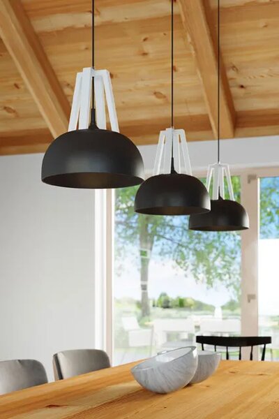 Czarna drewniana lampa wisząca loft - EX516 E1-P08