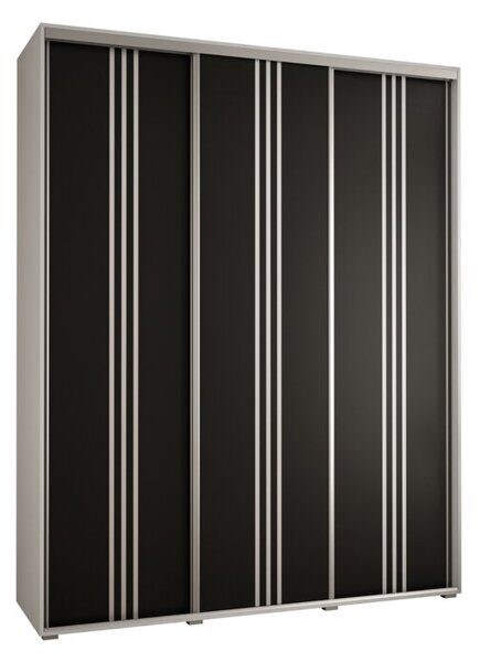Szafa przesuwna wysoka Davos 6 190, gł. 60 cm biały + czarny + srebrny