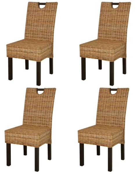 Krzesła stołowe, 4 szt., rattan Kubu i drewno mango