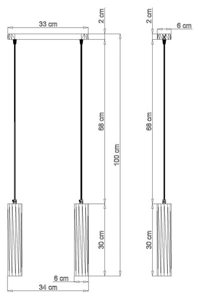 Drewniana podwójna lampa wisząca - EX548 D2-S32
