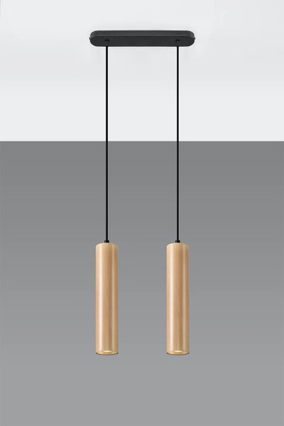 Drewniana podwójna lampa wisząca - EX548 D2-S32