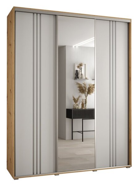 Szafa przesuwna wysoka Davos 7 190, gł. 60 cm artisan + biały + srebrny