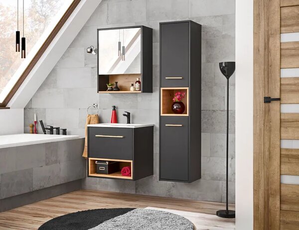 Podwieszana szafka łazienkowa z umywalką 60 cm L7-T86