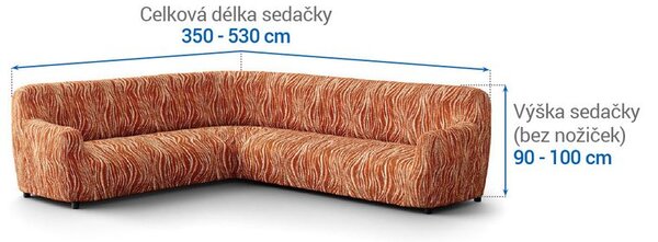 Bi-elastyczne pokrowce UNIVERSO NOWE cieniowane cegła kanapa narożnikowa (sz. 350 - 530 cm)