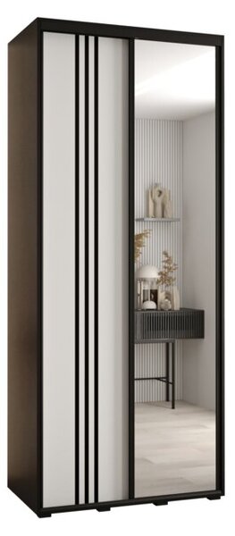 Szafa przesuwna wysoka Davos 7 100, gł. 45 cm czarny + biały + czarny
