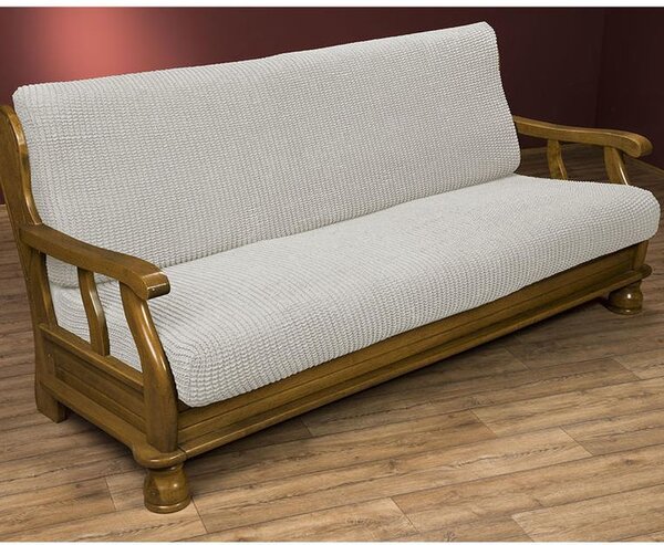 Super streczowe pokrowce GLAMOUR śmietankowe kanapa dwuosobowa z drew. bokami (sz. 140 - 170 cm)