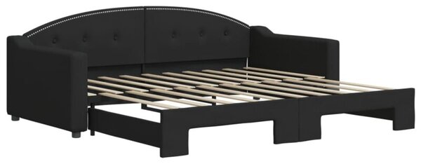 Sofa rozsuwana, czarna, 90x190 cm, tkanina