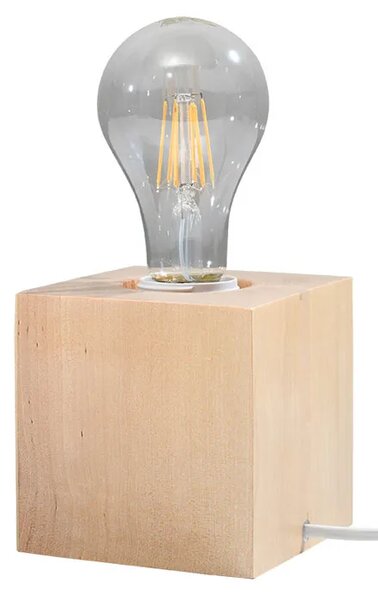 Drewniana lampka biurkowa z odkrytą żarówką - EX587-Abes