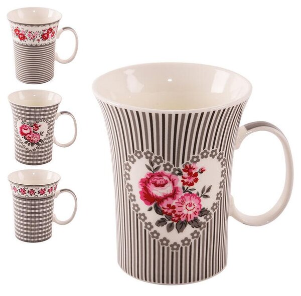 Kubki porcelanowe ROSE 360 ml 4 szt