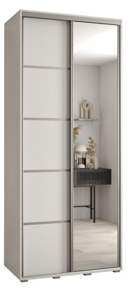 Szafa przesuwna wysoka Davos 5 110, gł. 45 cm biały + biały + srebrny