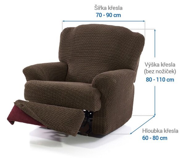Super streczowe pokrowce NIAGARA tytoniowe fotel relaks (sz. 70 - 90 cm)