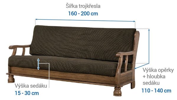 Super streczowe pokrowce NIAGARA tytoniowe kanapa trzyosobowa z drew. bokami (sz. 160 - 200 cm)