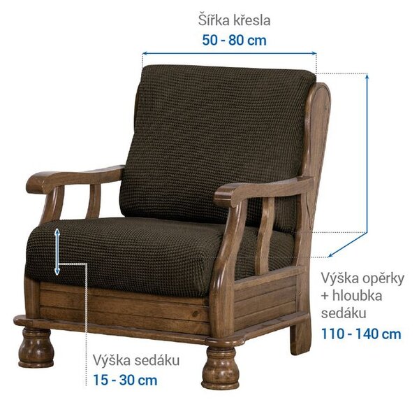Super streczowe pokrowce NIAGARA tytoniowe fotel z drewnianymi bokami (sz. 50 - 80 cm)
