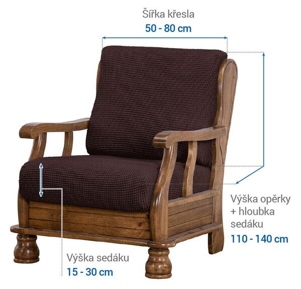 Super streczowe pokrowce NIAGARA czekoladowe fotel z drewnianymi bokami (sz. 50 - 80 cm)