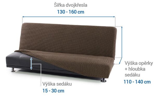 Super streczowe pokrowce NIAGARA tytoniowe kanapa dwuosobowa z drew. bokami (sz. 130 - 160 cm)