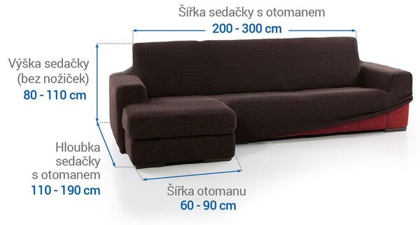 Super streczowe pokrowce NIAGARA czekoladowe narożnik z otomaną po lewej stronie (sz. 200 - 300 cm)