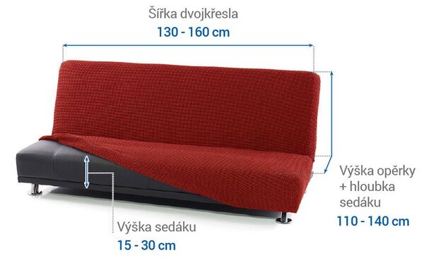 Super streczowe pokrowce NIAGARA ceglaste kanapa dwuosobowa z drew. bokami (sz. 130 - 160 cm)