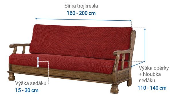 Super streczowe pokrowce NIAGARA ceglaste kanapa trzyosobowa z drew. bokami (sz. 160 - 200 cm)