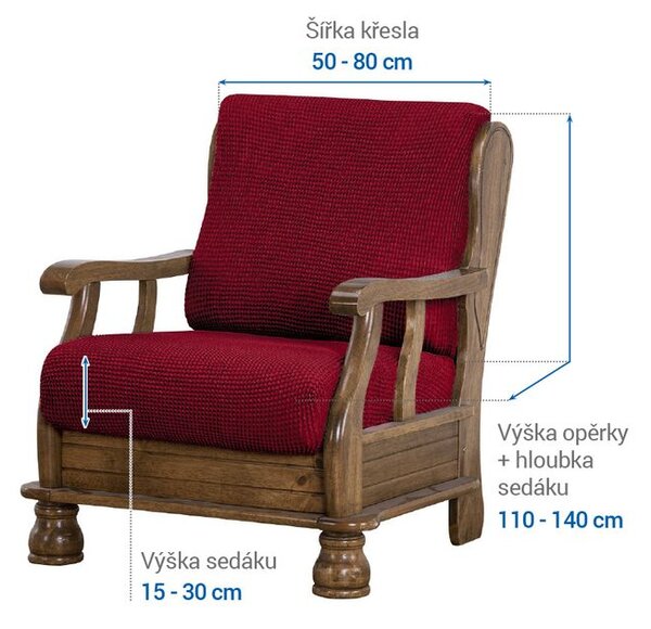 Super streczowe pokrowce NIAGARA bordo fotel z drewnianymi bokami (sz. 50 - 80 cm)