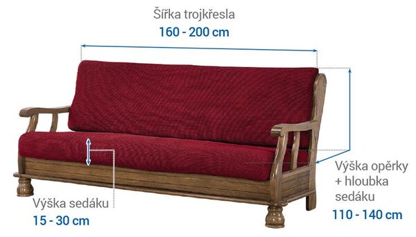 Super streczowe pokrowce NIAGARA bordo kanapa trzyosobowa z drew. bokami (sz. 160 - 200 cm)