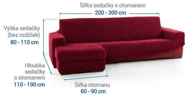 Super streczowe pokrowce NIAGARA bordo narożnik z otomaną po lewej stronie (sz. 200 - 300 cm)