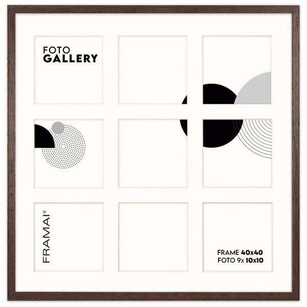 Ramka na zdjęcia 9x 10x10 cm brązowa galeria zdjęć multirama collage 40x40 cm FRAMAI®