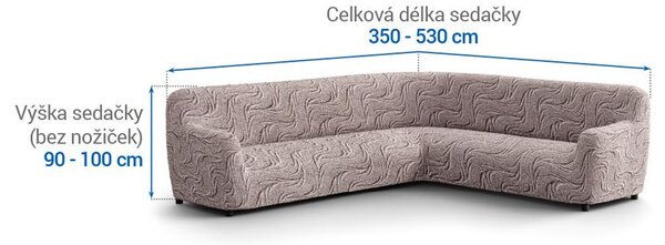 Bi-elastyczne pokrowce BRILLANTE brązowe kanapa narożnikowa (sz. 350 - 530 cm)