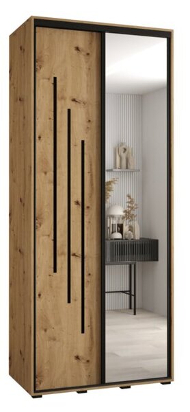 Szafa przesuwna wysoka Davos 9 120, gł. 60 cm artisan + artisan + czarny