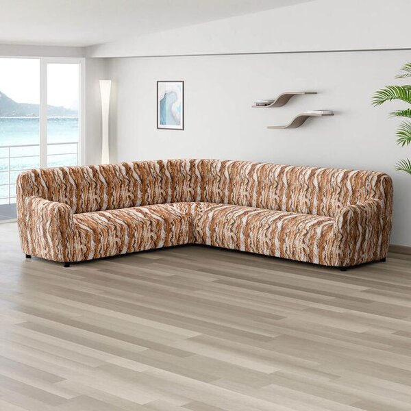Bi-elastyczne pokrowce OCEANO NOWE cegłaste kanapa narożnikowa (sz. 350 - 530 cm)
