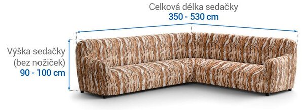 Bi-elastyczne pokrowce OCEANO NOWE cegłaste kanapa narożnikowa (sz. 350 - 530 cm)