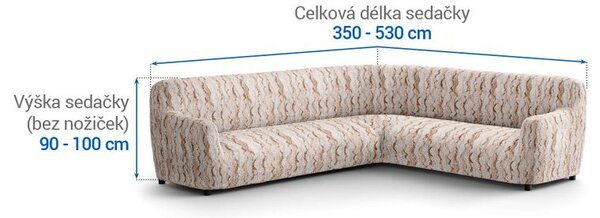 Bi-elastyczne pokrowce OCEANO NOWE beżowe kanapa narożnikowa (sz. 350 - 530 cm)
