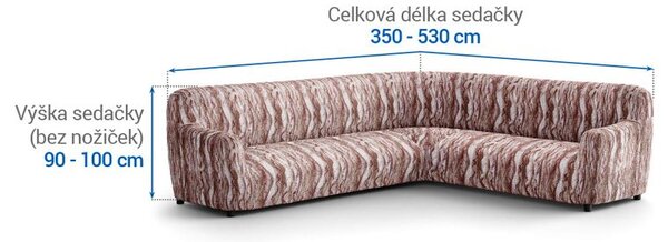 Bi-elastyczne pokrowce OCEANO NOWE brązowe kanapa narożnikowa (sz. 350 - 530 cm)