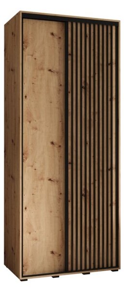 Szafa przesuwna wysoka Lanko 1 100, gł. 45 cm artisan + artisan + czarny