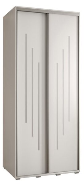 Szafa przesuwna wysoka Davos 8 100, gł. 45 cm biały + biały + srebrny