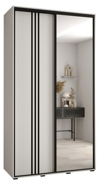 Szafa przesuwna wysoka Davos 7 130, gł. 45 cm biały + biały + czarny