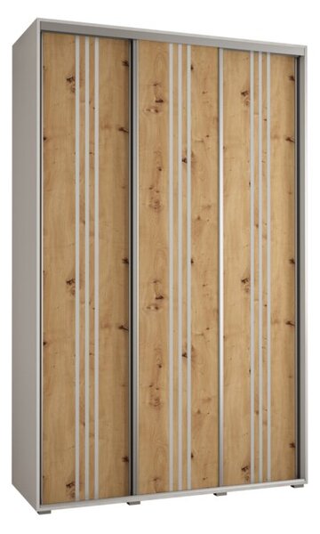 Szafa przesuwna wysoka Davos 6 160, gł. 45 cm biały + artisan + srebrny
