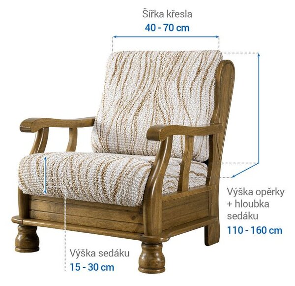 Bi-elastyczne pokrowce UNIVERSO NOWE cieniowane beżowe fotel z drewnianymi bokami (sz. 40 - 70 cm)