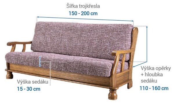 Bi-elastyczne pokrowce GRAFITI NOWE kasztanowo brązowe kanapa trzyosobowa z drew. bokami (sz. 150 - 200 cm)