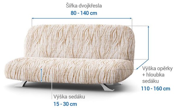 Bi-elastyczne pokrowce UNIVERSO NOWE cieniowane beżowe kanapa dwuosobowa z drew. bokami (sz. 80 -140 cm)