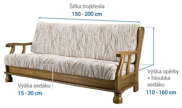 Bi-elastyczne pokrowce UNIVERSO NOWE cieniowane beżowe kanapa trzyosobowa z drew. bokami (sz. 150 - 200 cm)