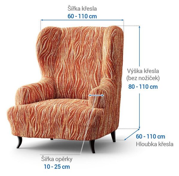 Bi-elastyczne pokrowce UNIVERSO NOWE cieniowane cegła fotel uszak (sz. 60 - 110 cm)