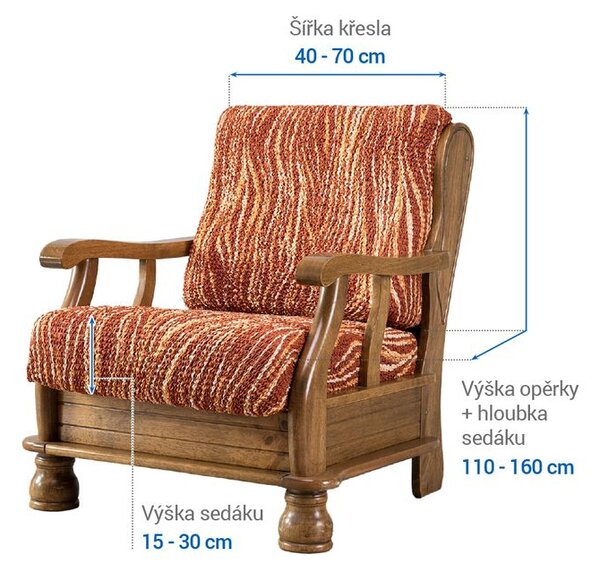 Bi-elastyczne pokrowce UNIVERSO NOWE cieniowane cegła fotel z drewnianymi bokami (sz. 40 - 70 cm)
