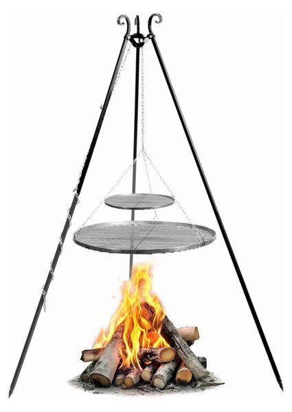 Grill na trójnogu 180 cm COOK KING - 2 ruszty stal naturalna 80 cm + 40 cm