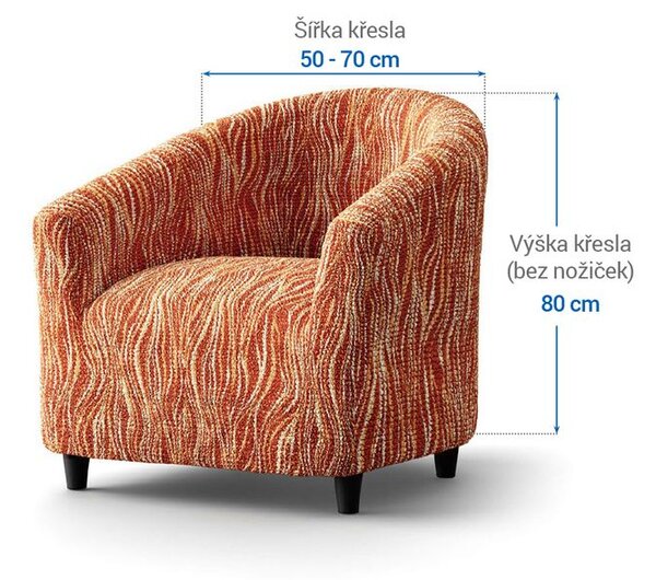 Bi-elastyczne pokrowce UNIVERSO NOWE cieniowane cegła fotel klubowy (sz. 50 - 70 cm)