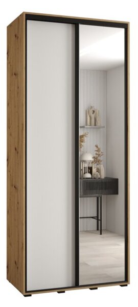 Szafa przesuwna wysoka Davos 3 120, gł. 45 cm artisan + biały + czarny