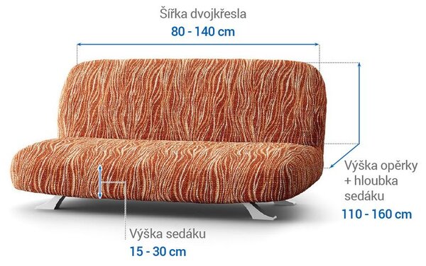 Bi-elastyczne pokrowce UNIVERSO NOWE cieniowane cegła kanapa dwuosobowa z drew. bokami (sz. 80 -140 cm)